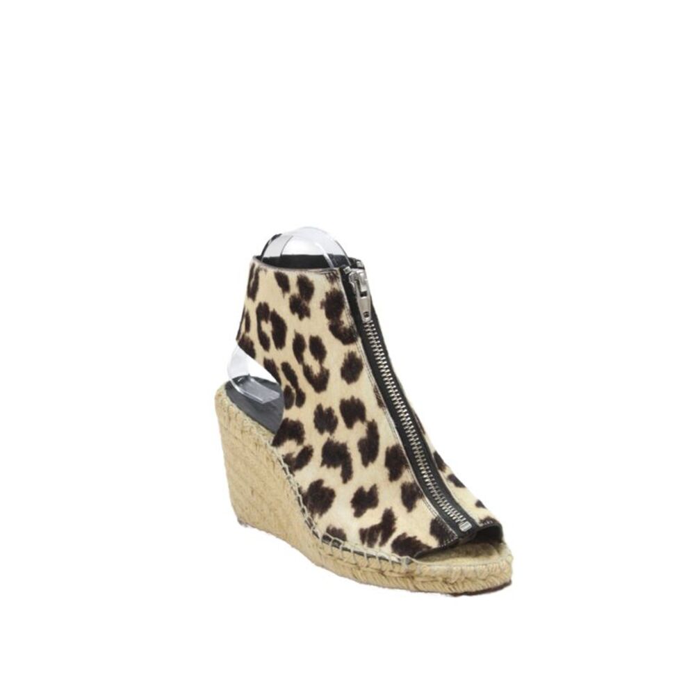 Celine Womens Suede Open Toe Cheetah Print Espadrilles Boots Brown Size 5